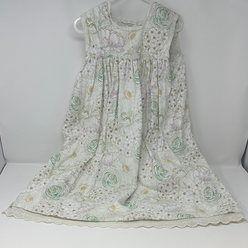 Floral Kids Dress - Green and White